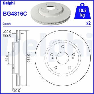 Диск гальмівний Delphi BG4816C