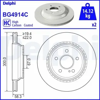 Диск тормозной MERCEDES S320, S350, SL500 Delphi BG4914C