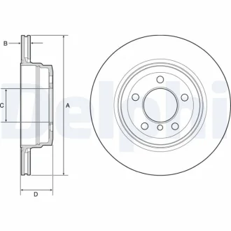 Комплект гальмівних дисків (2 шт) задн Лів/Прав BMW 7 (E65, E66, E67) 3.0 03.05-08.08 Delphi BG4937C
