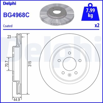 Диск тормознойTYL Delphi BG4968C (фото 1)