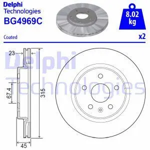Гальмівні диски INSIGNIA B Country T Delphi BG4969C
