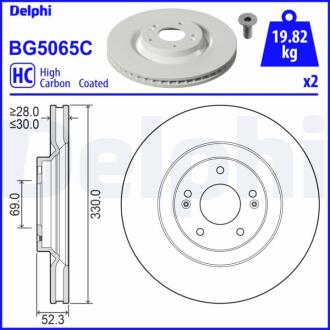 HYUNDAI Гальмівний диск передн. i30 17- Delphi BG5065C
