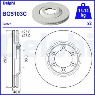 Тормозной диск Delphi BG5103C (фото 1)