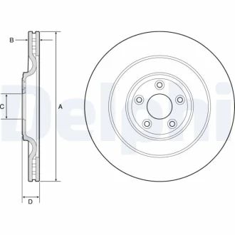 Диск гальмівний задн Лів/Прав JAGUAR F-TYPE, XF I, XF SPORTBRAKE, XJ, XK II 2.0/3.0/5.0 01.09- Delphi BG9194C