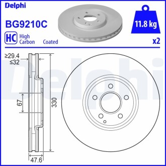 Гальмiвнi диски Delphi BG9210C