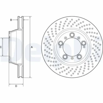Диск гальмівний задн/передн Лів PORSCHE 911, 911 TARGA 3.0/3.6/3.8 03.99-12.19 Delphi BG9225C