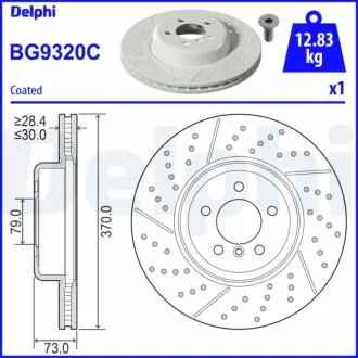 Диск гальмівний передн Лів/Прав BMW 1 (F20), 1 (F21), 2 (F22, F87), 2 (F23), 3 (F30, F80), 3 (F31), 3 GRAN TURISMO (F34), 4 (F32, F82), 4 (F33, F83), 4 GRAN COUPE (F36) 1.5-3.0H 07.11- Delphi BG9320C