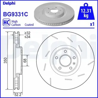 Диск гальмівнийPRZOD LEWA Delphi BG9331C
