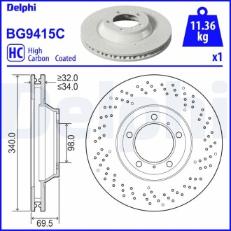 Диск тормознойPRZOD LEWA Delphi BG9415C