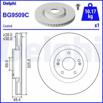 Диск гальмівний передній Delphi BG9509C