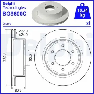 Диск гальмівний Delphi BG9600C