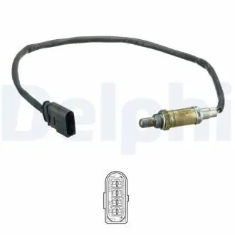 Лямбда-зонд (кількість дротів 4шт, довжина 605мм) AUDI A3, A4 B5, FIAT TALENTO, MAZDA 626 V, CX-7, SEAT ALHAMBRA, ALTEA, AROSA, CORDOBA, CORDOBA VARIO, IBIZA II, INCA, LEON ABD-R9M452 09.93- Delphi ES2112012B1