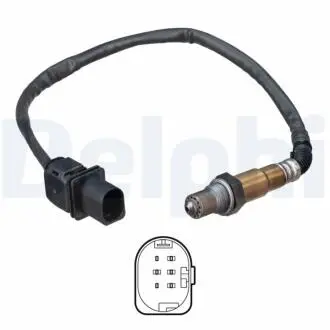 Лямбда-зонд (кількість дротів 5шт, довжина 400мм) CITROEN C5 III, C6, FIAT DUCATO, FORD RANGER, TRANSIT, HYUNDAI ACCENT IV, I20 II, I30, TUCSON, LAND ROVER RANGE ROVER IV 250A1.000-UHFC 10.05- Delphi ES21168-12B1