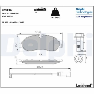 Гальмівні колодки, дискові Delphi LP3136 (фото 1)