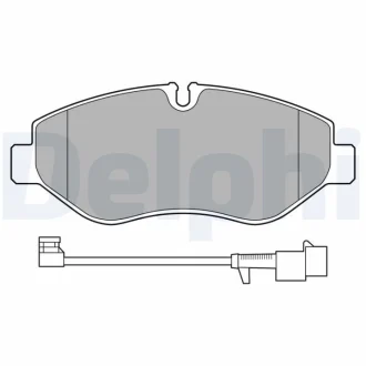 Комплект гальмівних колодок передн BREMBO IVECO DAILY III, DAILY IV, DAILY V, DAILY VI ELETTRICO-F1CGL411C 09.02- Delphi LP3621