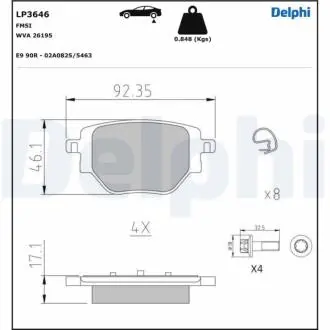 Гальмівні колодки, дискові Delphi LP3646