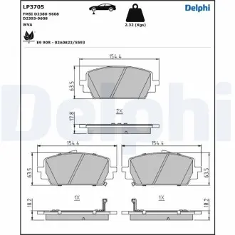 Комплект передних тормозных колодок Delphi LP3705