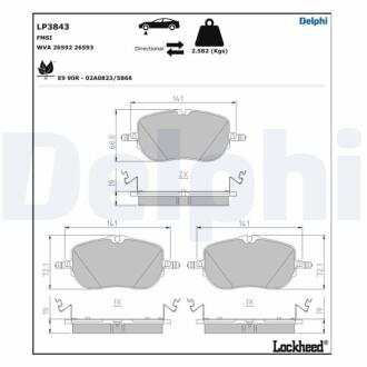 Комплект гальмівних колодок передн, MERCEDES C ALL-TERRAIN (S206), C T-MODEL (S206), C (W206), CLE (A236), CLE (C236) 1.5H/2.0DH/2.0H 03.21- Delphi LP3843