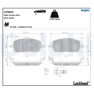 Тормозные колодки (передние) MB C-class (W206) 21-/GLC-class (X254) 22- Delphi LP3844