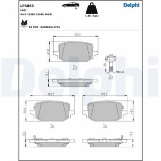 Гальмівні колодки, дискові Delphi LP3863