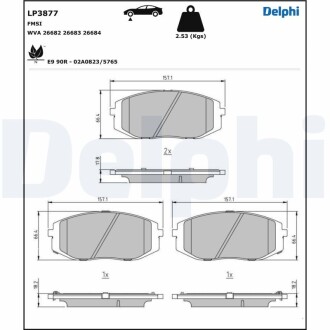 Комплект гальмівних колодок Delphi LP3877