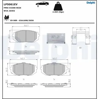 Колодки гальмівні (передні) Hyundai Tucson 20-/Ioniq/Kia EV6 21- Delphi LP5061EV