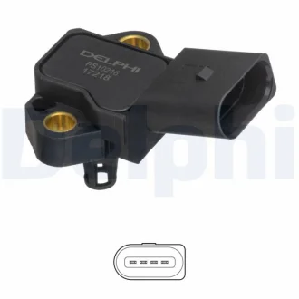 Датчик тиску у впускному колекторі (4 pin) AUDI A3, A6 C7, A7, A8 D4, Q5, SEAT ALTEA, SKODA FABIA II, OCTAVIA II, VW EOS, GOLF IV, GOLF PLUS V, GOLF V, GOLF VI, JETTA III 1.2-4.2D 01.02-09.18 Delphi PS10216