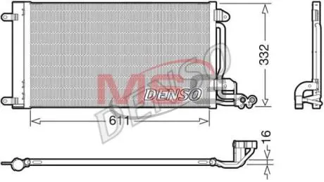 Конденсатор кондиціонера (з осушувачем) AUDI A1, SEAT IBIZA IV, IBIZA IV SC, IBIZA IV ST, TOLEDO IV, SKODA FABIA II, FABIA III, RAPID, ROOMSTER, ROOMSTER PRAKTIK, VW POLO, POLO V 1.0-2.0D 09.06-12.22 DENSO DCN02034