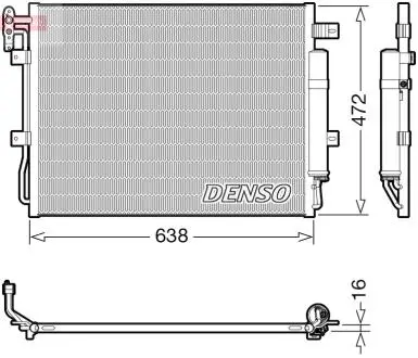 Конденсатор кондиціонера (з осушувачем) LAND ROVER DISCOVERY IV, RANGE ROVER SPORT I 3.0D/3.6D 04.06-12.18 DENSO DCN14003
