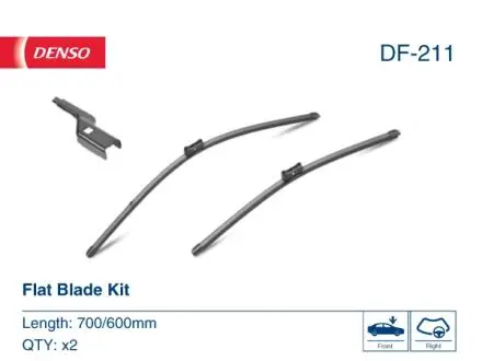 Щітка склоочисника безкаркасна передн Flat Blades 700/600мм VAUXHALL ASTRA MK VII, MERIVA MK II 06.10- DENSO DF211