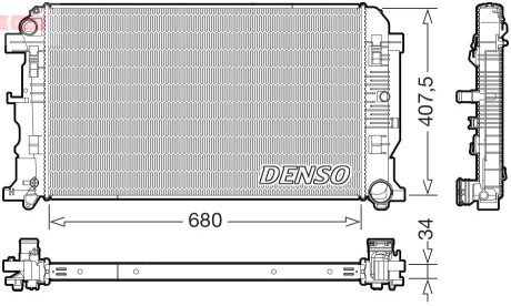 Радіатор охолодження MB Sprinter/VW Crafter 06- (-AC) (388x680x26 мм) DENSO DRM32053 (фото 1)