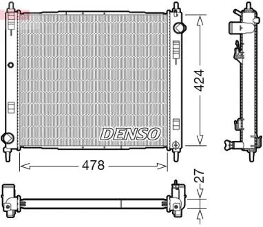 Радиатор двигателя, главный DENSO DRM46044