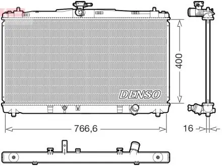 Радіатор двигуна (товщина: 16мм) LEXUS ES, TOYOTA CAMRY 2AR-FE/2AR-FXE/2GR-FE 09.11-06.18 DENSO DRM50144