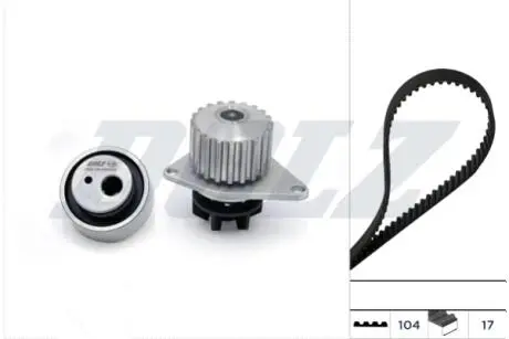 CITROEN К-т ГРМ (помпа + ремінь + ролик) AX/BX/Saxo/Berlingo 1,0-1,4 PEUGEOT 205 II (20A/C) 1.1 89-98 DOLZ KD006