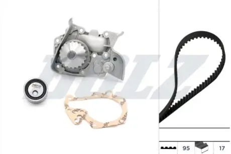 RENAULT К-т ГРМ (помпа + ремінь + ролик) Logan,Kangoo,Megane 1.4,1.6 96- DOLZ KD017