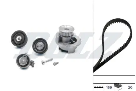 Комплект ГРМ (ремінь + ролик + водяний насос) OPEL VECTRA B 1.8 10.95-07.03 DOLZ KD075