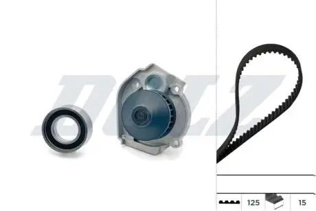 FIAТ К-т ГРМ (помпа + ремень 125 зубцов + ролик) Doblo 1.2 DOLZ KD091