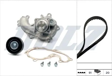 Комплект ГРМ (ремінь + ролик + водяний насос) FORD C-MAX, FIESTA IV, FIESTA/HATCHBACK, FIESTA/MINIVAN, FOCUS C-MAX, FOCUS I, FOCUS II, FOCUS I/KOMBI, GALAXY II, MONDEO IV, S-MAX 1.8D 08.98-06.15 DOLZ KD123
