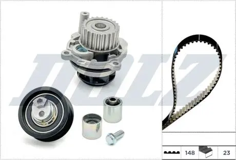 Комплект ГРМ + помпа Audi A3/Skoda Octavia/VW Golf 2.0FSI 04-10 (23x148z) DOLZ KD166