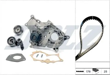 Комплект ГРМ + помпа Toyota Corolla/Avensis 2.0D 99-08 DOLZ KD182