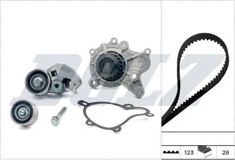 Комплект ГРМ + помпа Hyundai Accent/Santa Fe 1.5/2.0 CRDi 02-06/Kia Sportage 2.0 CRDi 04- (28x123z) DOLZ KD183