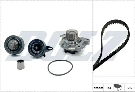 Комплект ГРМ + помпа VW Crafter 2.5TDI, 65-120kw, 06-13, (141x26) DOLZ KD191