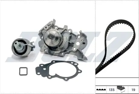 Комплект ГРМ + помпа VW Caddy II/Polo 1.0/1.4 95-04 (135x19)(помпа P541) DOLZ KD230