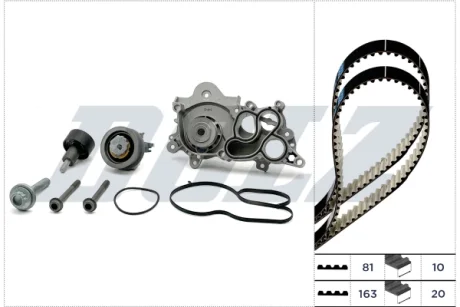 Фото комплект ГРМ + помпа VW Caddy/Golf/Skoda Octavia/Audi A1/A3 1.0/1.2TSI 12- (+ ремень помпы) DOLZ KD298 Комплект ГРМ + помпа VW Caddy/Golf/Skoda Octavia/Audi A1/A3 1.0/1.2TSI 12- (+ ремень помпы) DOLZ KD298