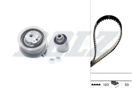 К-кт. ГРМ (рем.+2шт.ролика+крепление) 1,9TDI: AUDI A3/4/6 VW 1,4 T5 SEAT SKODA FORD Galaxy DOLZ SKD033