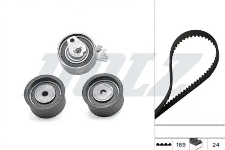 Комплект ГРМ (ремінь + ролик) CHEVROLET EVANDA, REZZO, DAEWOO EVANDA, LACETTI, NUBIRA, TACUMA / REZZO, OPEL ASTRA F, CALIBRA A, OMEGA B, VECTRA A, VECTRA B 1.8/2.0 08.92- DOLZ SKD068