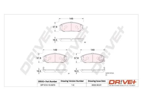 Гальмівні колодки (набір) Drive+ DP1010100070
