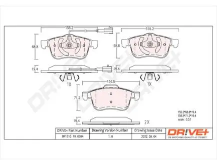 Гальмівні колодки (набір) Drive+ DP1010100384