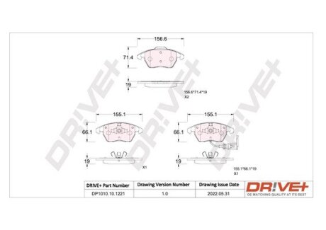 Колодки тормозные (передние) Audi A1/Seat Ibiza/VW Polo 10- (Teves) Q+ Drive+ DP1010101221