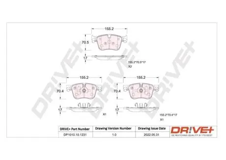 KLOCKI HAM. PEUGEOT 508 18- PRZУD Drive+ DP1010101231